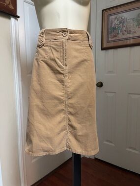 Cato Tan Corduroy A-Line Button-Waist Skirt